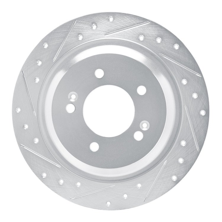 631-03068L Drilled/Slotted Brake Rotor [Silver], Fits Select Kia/Hyundai/Genesis, Position: Rear Left
