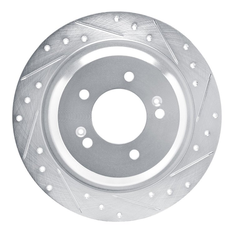 631-03068R Drilled/Slotted Brake Rotor [Silver], Fits Select Kia/Hyundai/Genesis, Position: Rear Right
