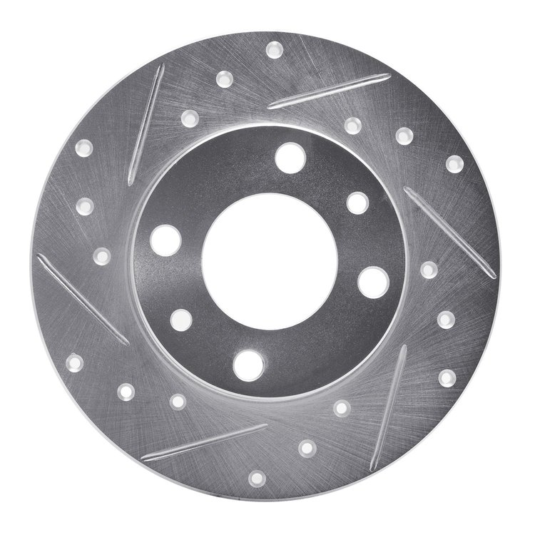 631-07000L Drilled/Slotted Brake Rotor [Silver], 1966-1992 Multiple Makes/Models, Position: Front Left,Rear Left