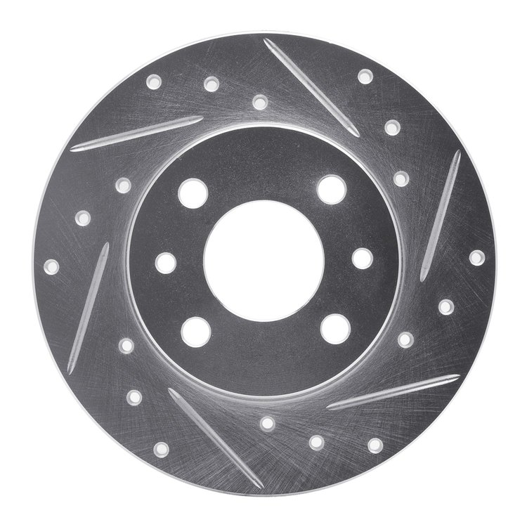 631-07001R Drilled/Slotted Brake Rotor [Silver], 2009-2019 Mopar, Position: Rear Right