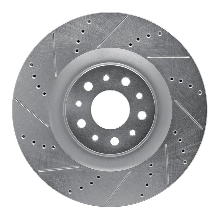 631-07006L Drilled/Slotted Brake Rotor [Silver], 2014-2019 Mopar, Position: Front Left