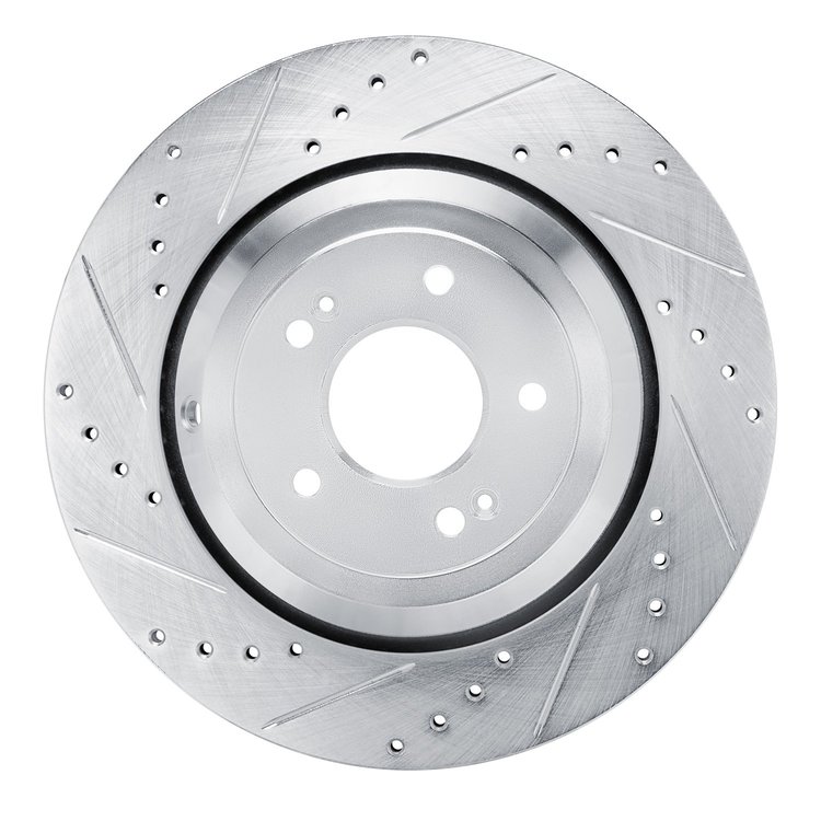 631-10002L Drilled/Slotted Brake Rotor [Silver], 2017-2020 Kia/Hyundai/Genesis, Position: Rear Left