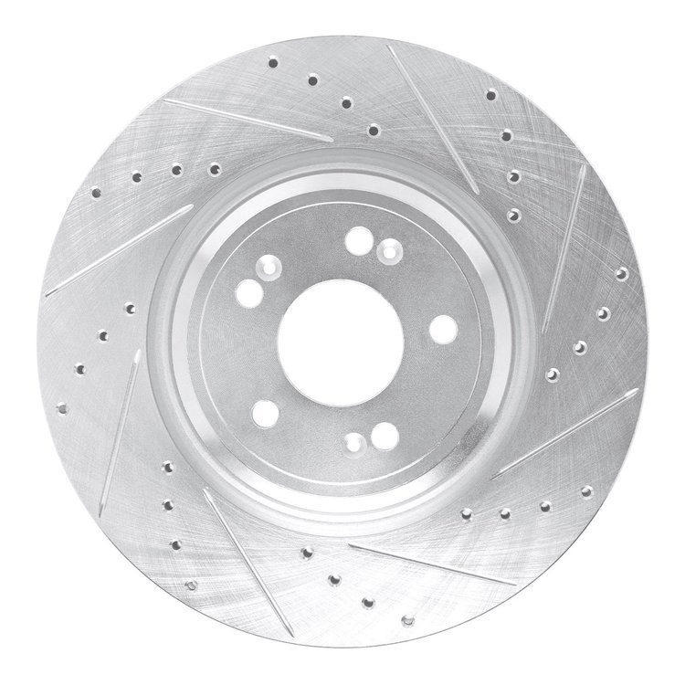 631-10008R Drilled/Slotted Brake Rotor [Silver], Fits Select Kia/Hyundai/Genesis, Position: Front Right