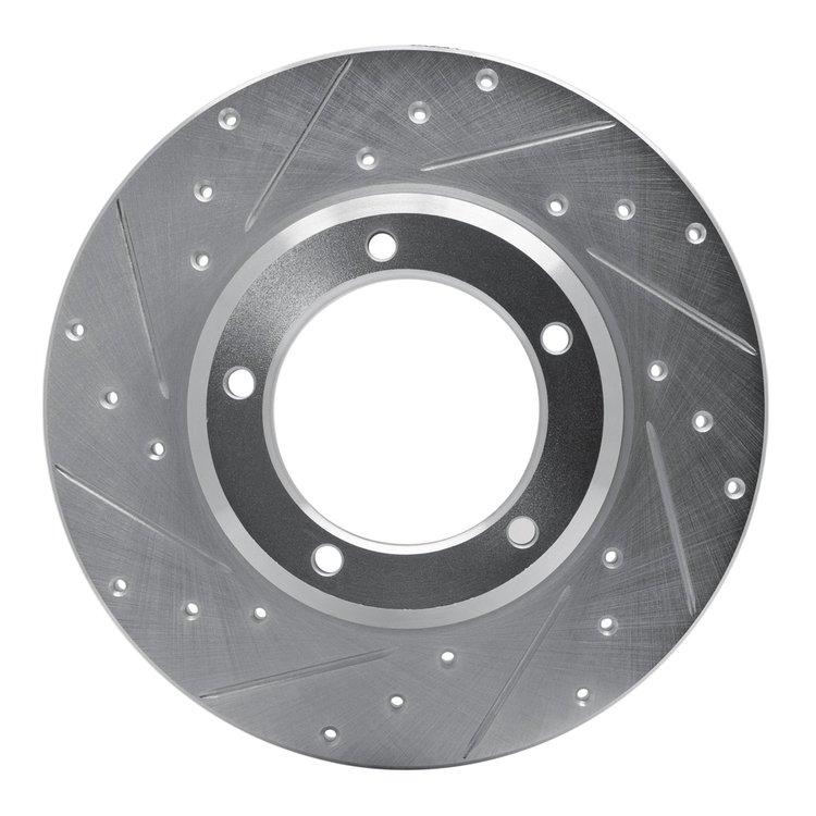 631-11000L Drilled/Slotted Brake Rotor [Silver], 1974-1999 Land Rover, Position: Front Left