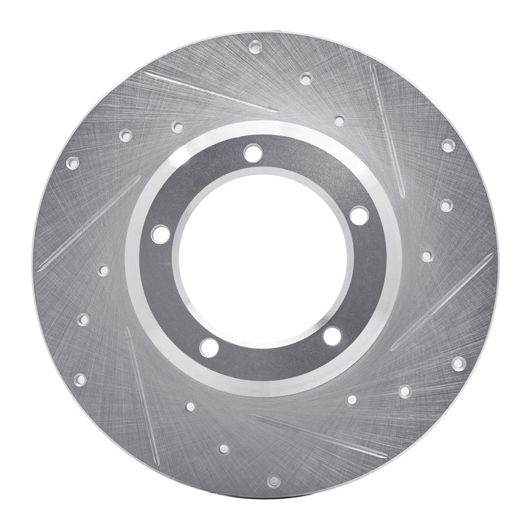 631-11000R Drilled/Slotted Brake Rotor [Silver], 1974-1999 Land Rover, Position: Front Right