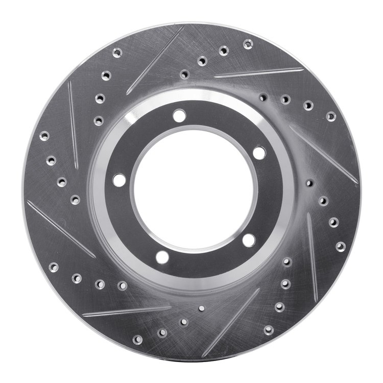 631-11001L Drilled/Slotted Brake Rotor [Silver], 1990-2016 Land Rover, Position: Front Left
