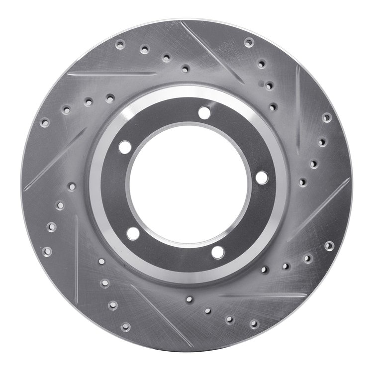 631-11001R Drilled/Slotted Brake Rotor [Silver], 1990-2016 Land Rover, Position: Front Right