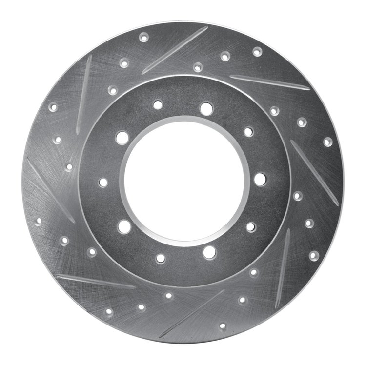 631-11002L Drilled/Slotted Brake Rotor [Silver], 1974-2016 Land Rover, Position: Rear Left