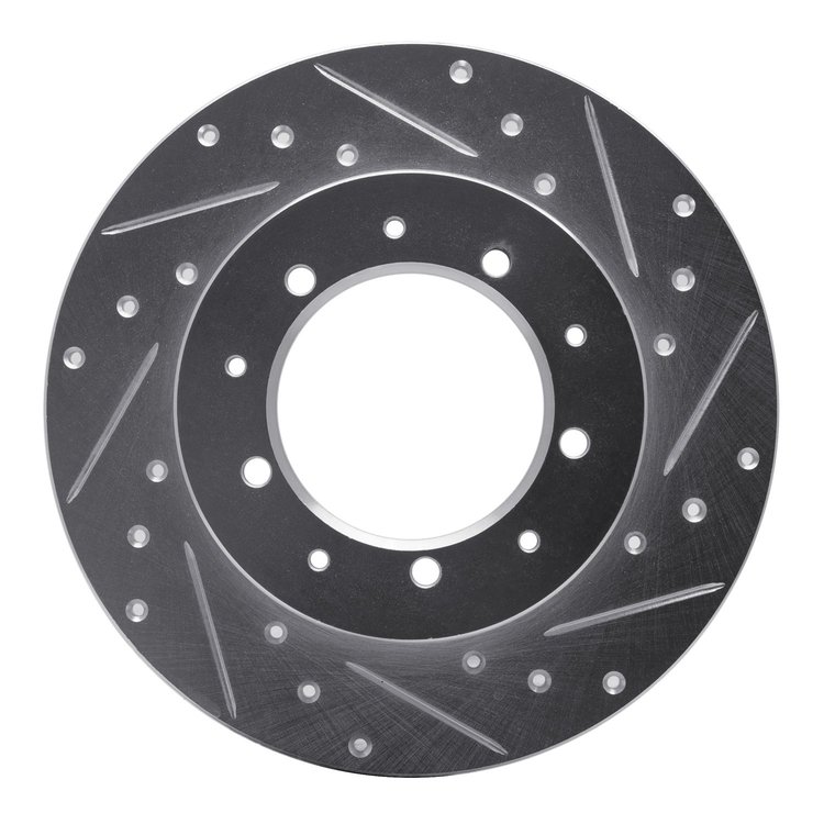 631-11002R Drilled/Slotted Brake Rotor [Silver], 1974-2016 Land Rover, Position: Rear Right