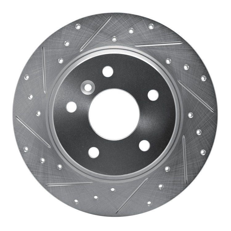 631-11004L Drilled/Slotted Brake Rotor [Silver], 1994-2004 Land Rover, Position: Rear Left