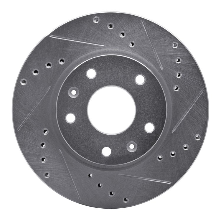 631-11006R Drilled/Slotted Brake Rotor [Silver], 2002-2005 Land Rover, Position: Front Right