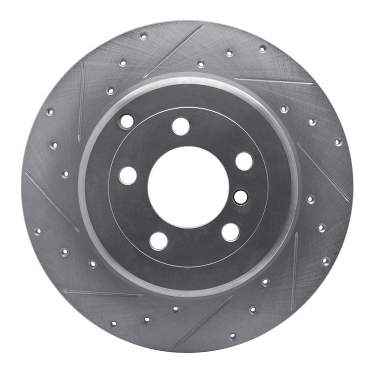 631-11008L Drilled/Slotted Brake Rotor [Silver], 2003-2005 Land Rover, Position: Rear Left