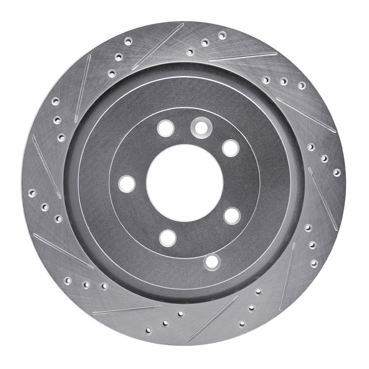 631-11010L Drilled/Slotted Brake Rotor [Silver], 2005-2016 Land Rover, Position: Rear Left