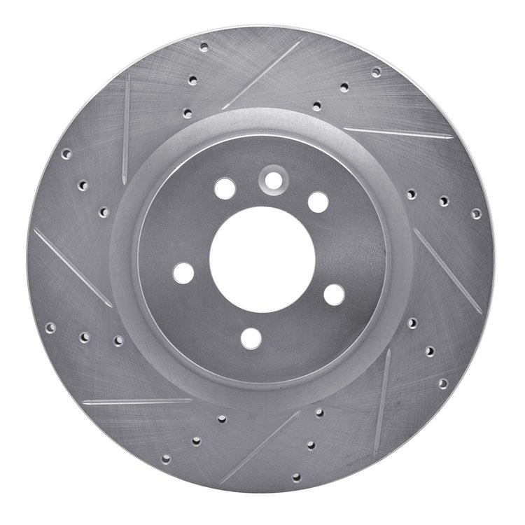 631-11011L Drilled/Slotted Brake Rotor [Silver], 2006-2017 Land Rover, Position: Front Left