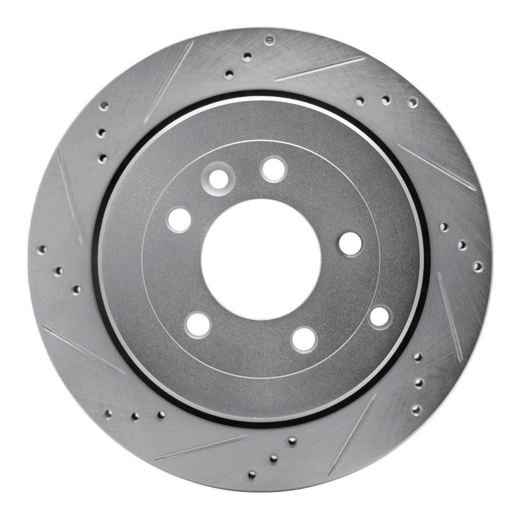 631-11012L Drilled/Slotted Brake Rotor [Silver], 2005-2007 Land Rover, Position: Rear Left