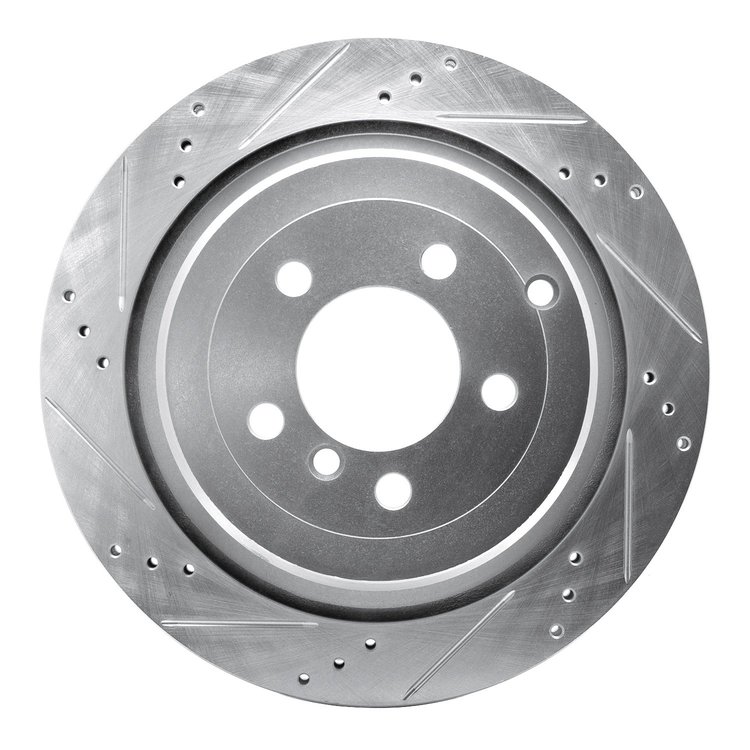 631-11016L Drilled/Slotted Brake Rotor [Silver], 2006-2012 Land Rover, Position: Rear Left