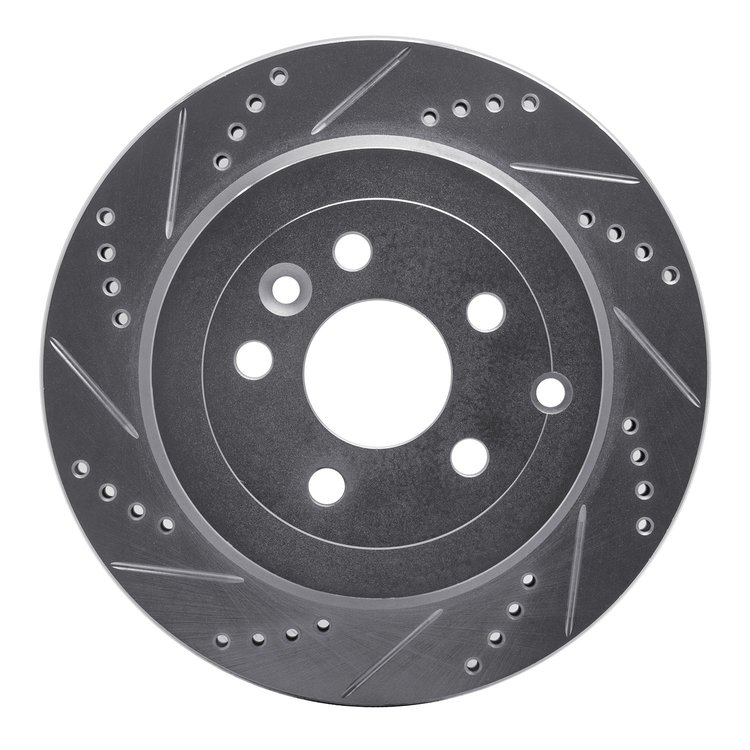 631-11017L Drilled/Slotted Brake Rotor [Silver], 2008-2012 Land Rover, Position: Rear Left