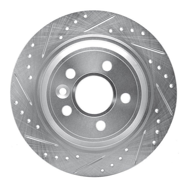 631-11022L Drilled/Slotted Brake Rotor [Silver], 2009-2015 Multiple Makes/Models, Position: Rear Left