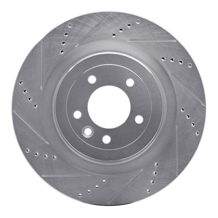 631-11023L Drilled/Slotted Brake Rotor [Silver], Fits Select Land Rover, Position: Rear Left