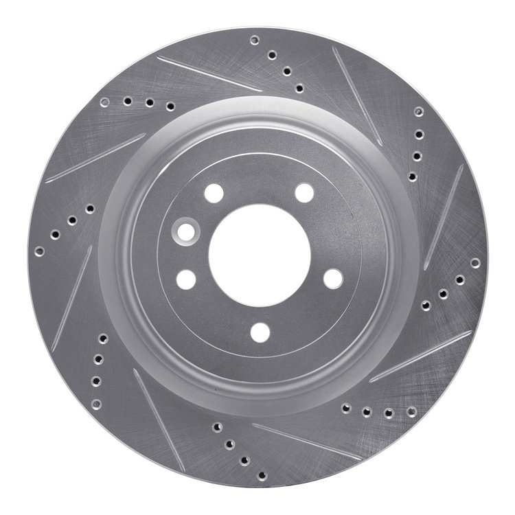 631-11023R Drilled/Slotted Brake Rotor [Silver], Fits Select Land Rover, Position: Rear Right