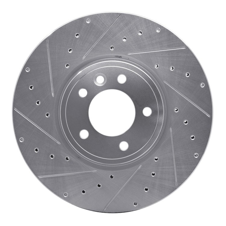 631-11030L Drilled/Slotted Brake Rotor [Silver], 2018-2020 Land Rover, Position: Front Left