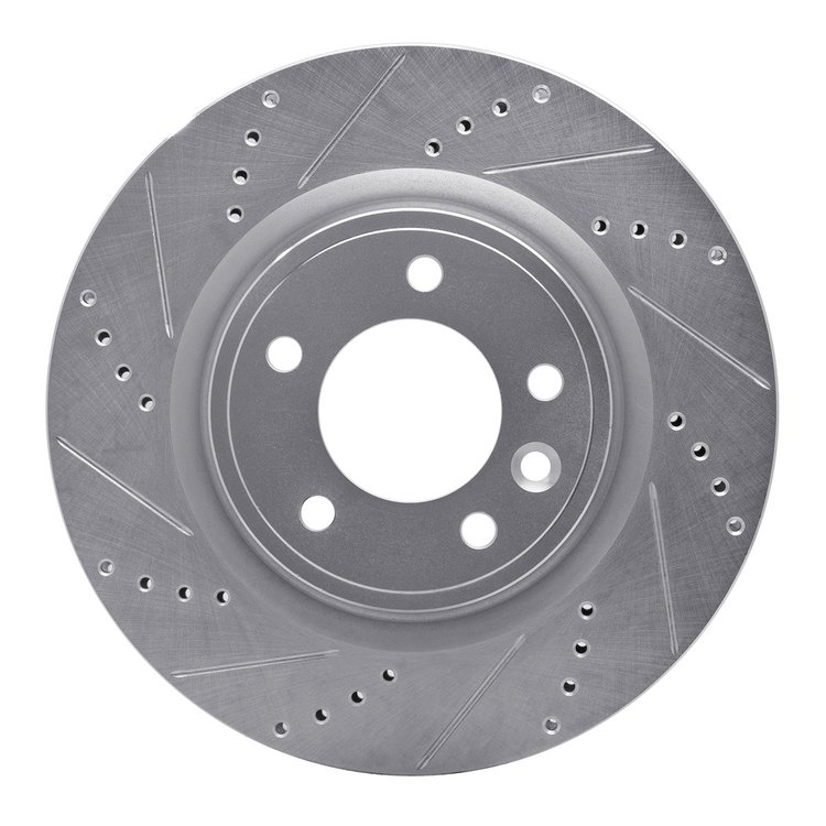 631-11031L Drilled/Slotted Brake Rotor [Silver], 2018-2020 Land Rover, Position: Rear Left