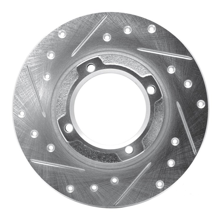 631-13001L Drilled/Slotted Brake Rotor [Silver], 1985-1991 Subaru, Position: Rear Left