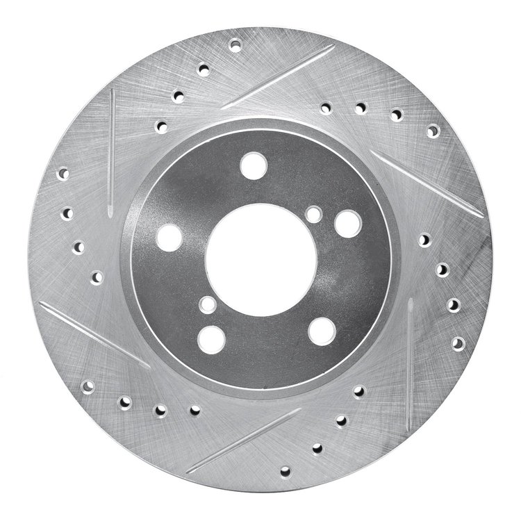 631-13007L Drilled/Slotted Brake Rotor [Silver], 1990-2001 Subaru, Position: Front Left