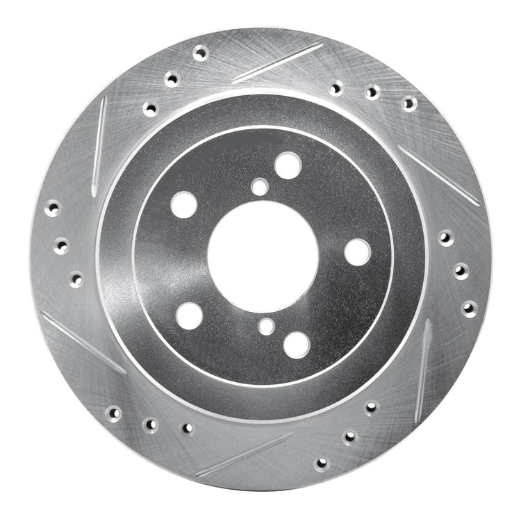 631-13010L Drilled/Slotted Brake Rotor [Silver], 1990-1994 Subaru, Position: Rear Left