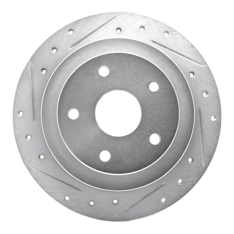 631-13012L Drilled/Slotted Brake Rotor [Silver], 1992-1997 Subaru, Position: Rear Left