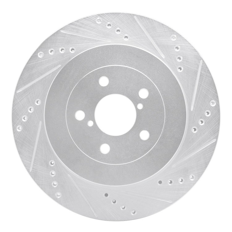 631-13015R Drilled/Slotted Brake Rotor [Silver], 2003-2004 Subaru, Position: Rear Right