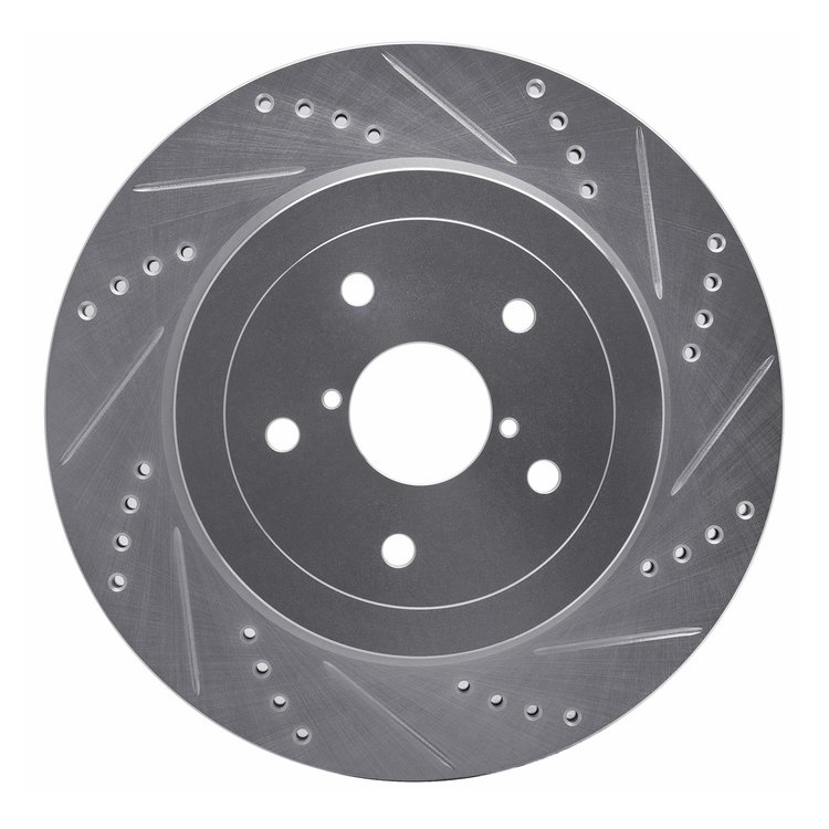 631-13017R Drilled/Slotted Brake Rotor [Silver], 2005-2007 Subaru, Position: Rear Right