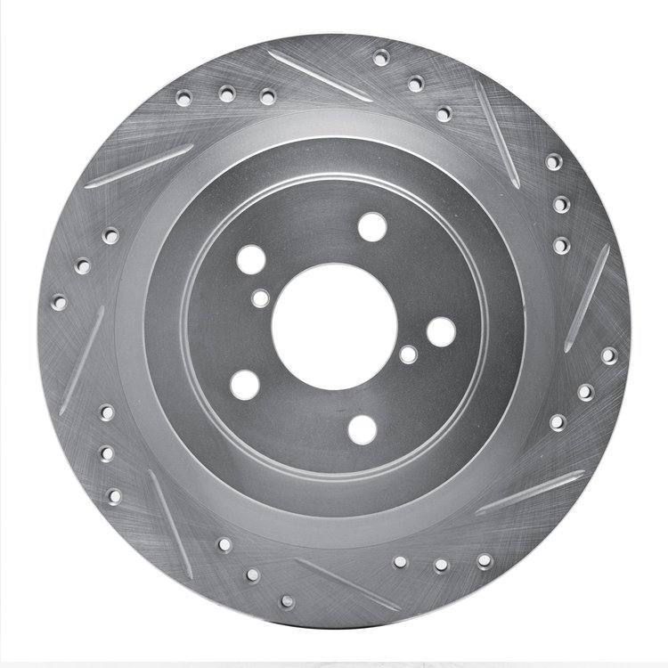 631-13019R Drilled/Slotted Brake Rotor [Silver], 2005-2009 Subaru, Position: Rear Right