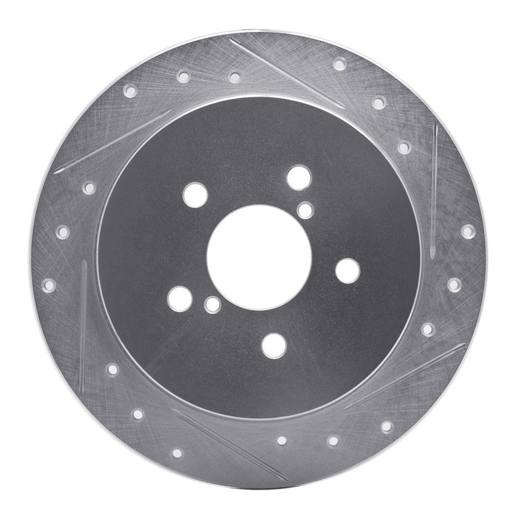 631-13020R Drilled/Slotted Brake Rotor [Silver], 2005-2009 Subaru, Position: Rear Right