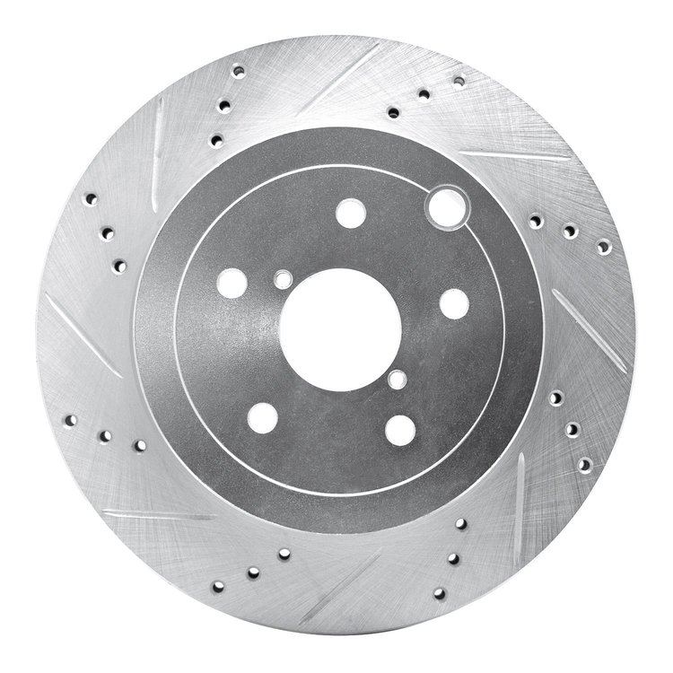 631-13022L Drilled/Slotted Brake Rotor [Silver], 2008-2020 Subaru, Position: Rear Left