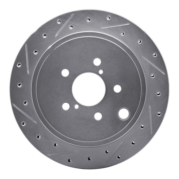 631-13023L Drilled/Slotted Brake Rotor [Silver], Fits Select Multiple Makes/Models, Position: Rear Left