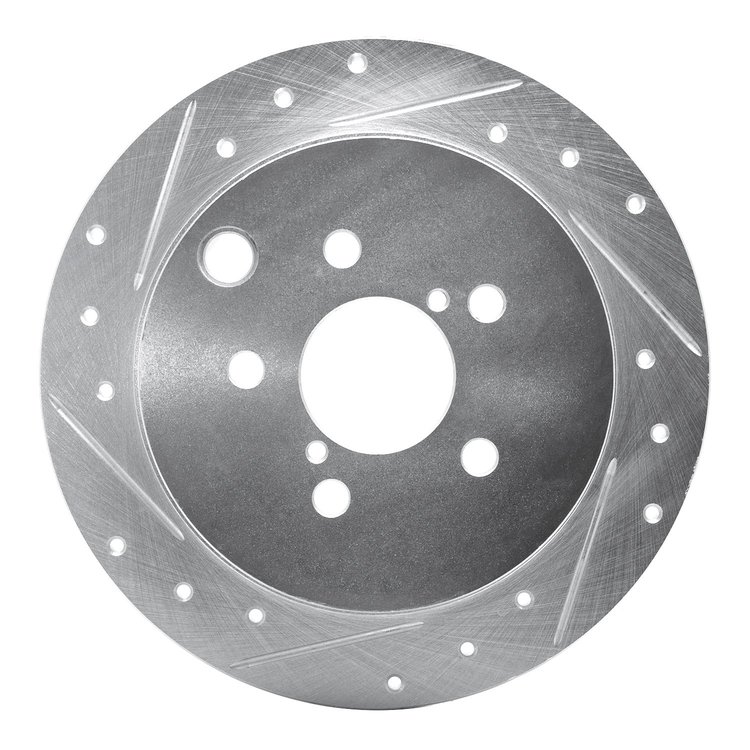 631-13025L Drilled/Slotted Brake Rotor [Silver], Fits Select Subaru, Position: Rear Left