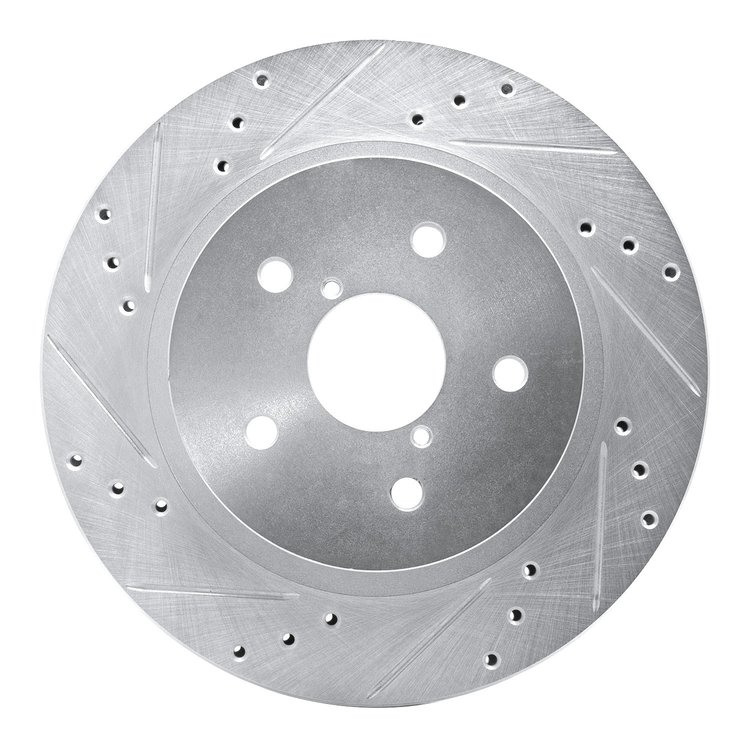 631-13028L Drilled/Slotted Brake Rotor [Silver], Fits Select Subaru, Position: Rear Left