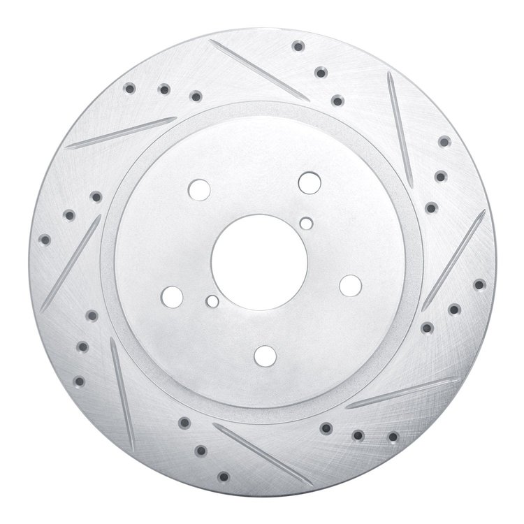 631-13028R Drilled/Slotted Brake Rotor [Silver], Fits Select Subaru, Position: Rear Right