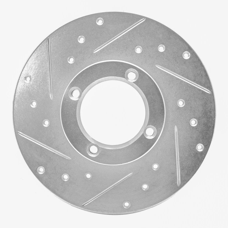631-13030L Drilled/Slotted Brake Rotor [Silver], 1980-1983 Subaru, Position: Front Left