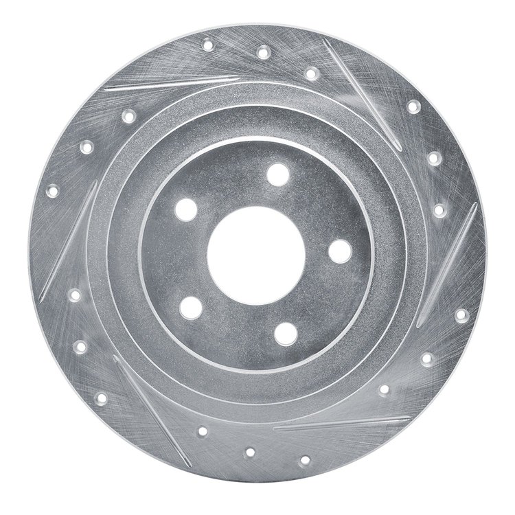 631-13032R Drilled/Slotted Brake Rotor [Silver], 2000-2006 Subaru, Position: Rear Right