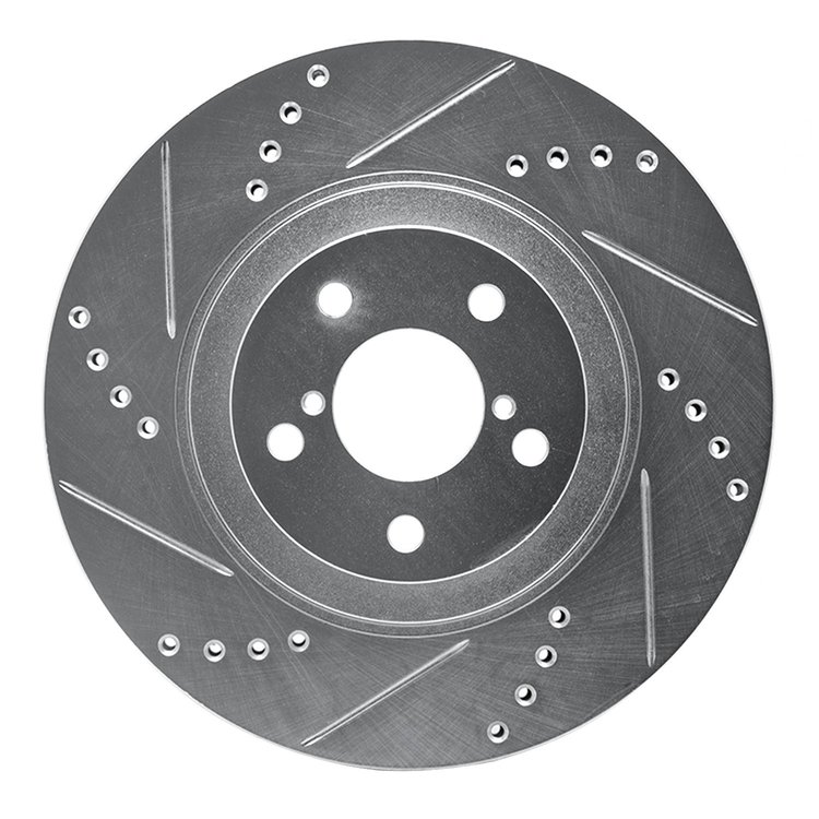 631-13034L Drilled/Slotted Brake Rotor [Silver], Fits Select Multiple Makes/Models, Position: Front Left