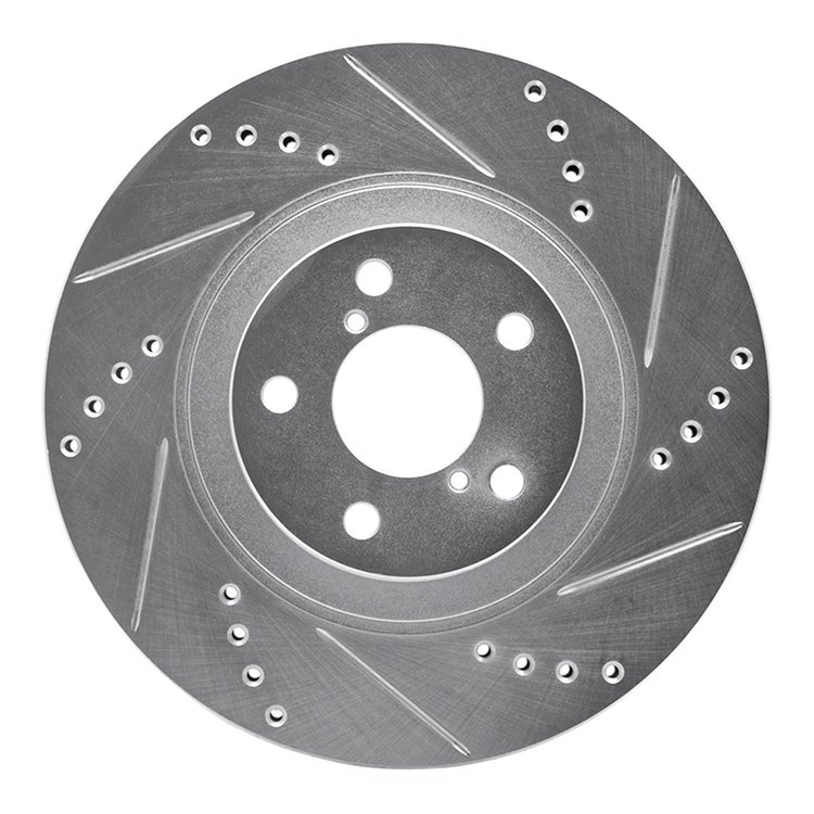 631-13034R Drilled/Slotted Brake Rotor [Silver], Fits Select Multiple Makes/Models, Position: Front Right