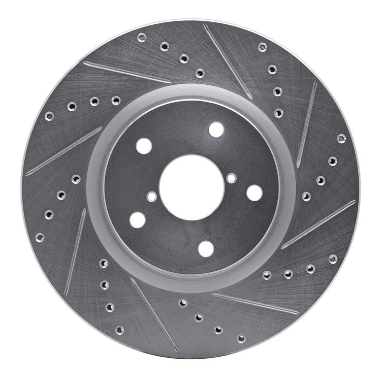 631-13035R Drilled/Slotted Brake Rotor [Silver], 2006-2021 Subaru, Position: Front Right