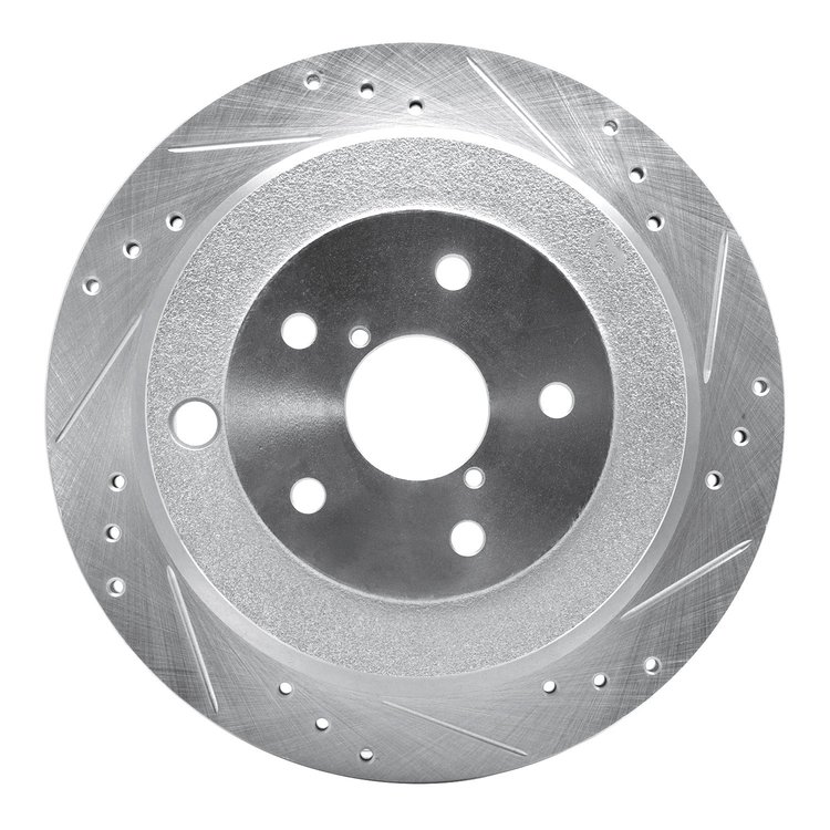 631-13036R Drilled/Slotted Brake Rotor [Silver], 2006-2014 Subaru, Position: Rear Right