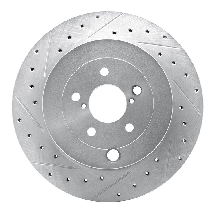 631-13040L Drilled/Slotted Brake Rotor [Silver], 2017-2020 Multiple Makes/Models, Position: Rear Left