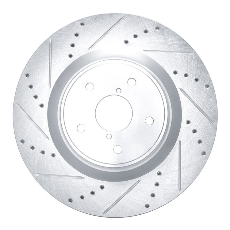 631-13041L Drilled/Slotted Brake Rotor [Silver], 2018-2021 Subaru, Position: Front Left