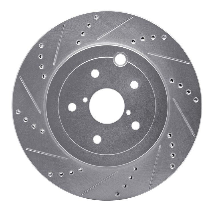 631-13042L Drilled/Slotted Brake Rotor [Silver], 2018-2021 Subaru, Position: Rear Left
