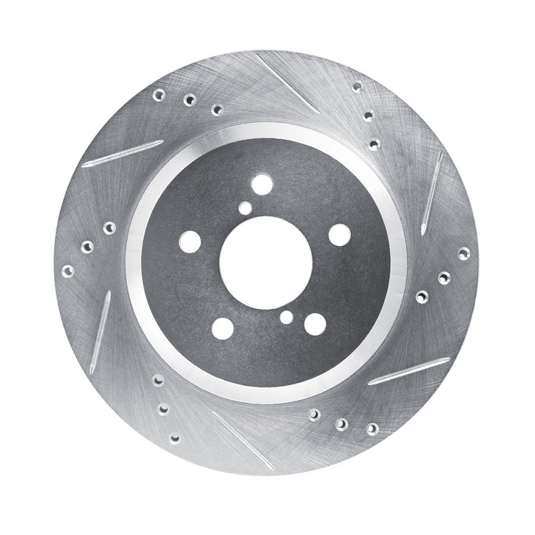 631-13047R Drilled/Slotted Brake Rotor [Silver], Fits Select Subaru, Position: Rear Right