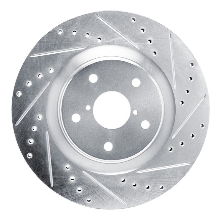 631-13049R Drilled/Slotted Brake Rotor [Silver], Fits Select Subaru, Position: Front Right